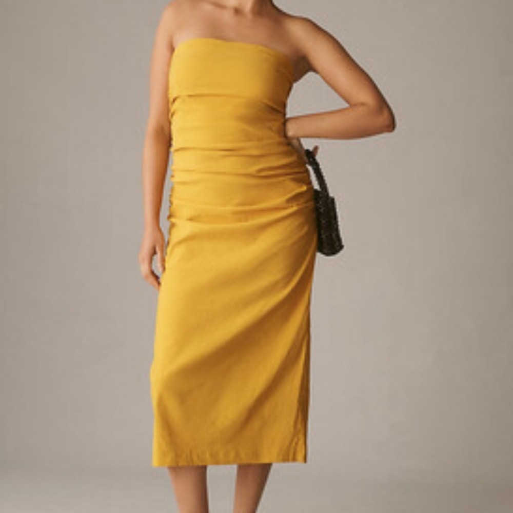 Anthropologie Slim Strapless Ruched Dress. Size M.